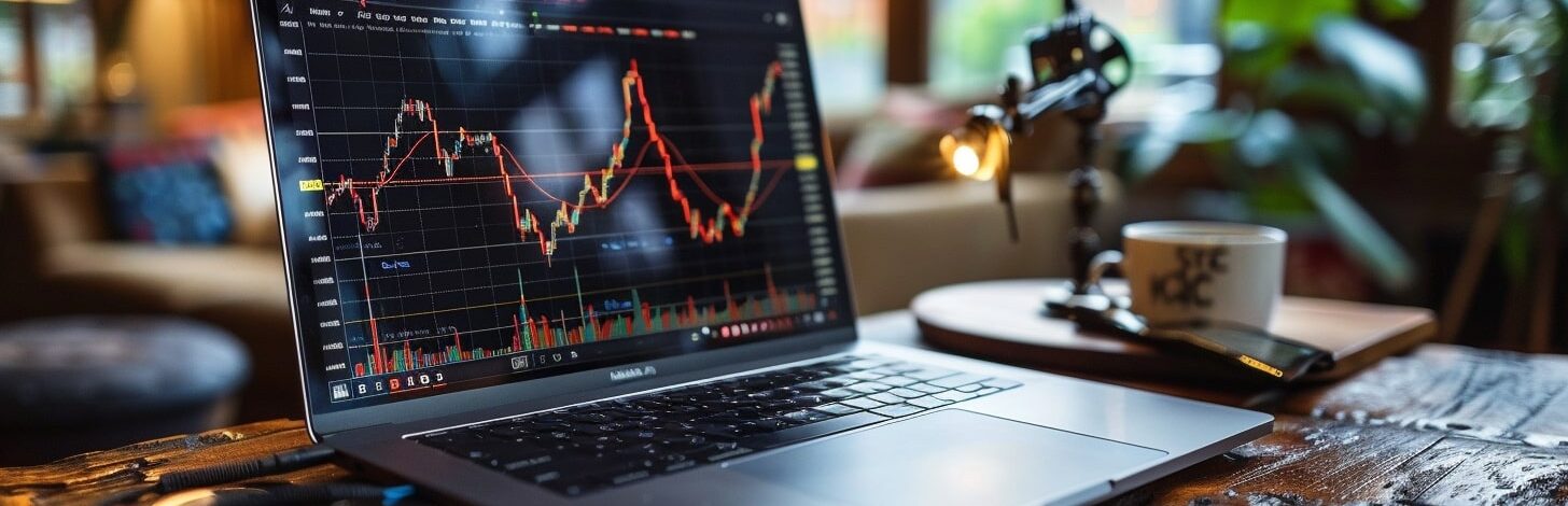 piattaforma di trading su un laptop, fare trading da casa (2)